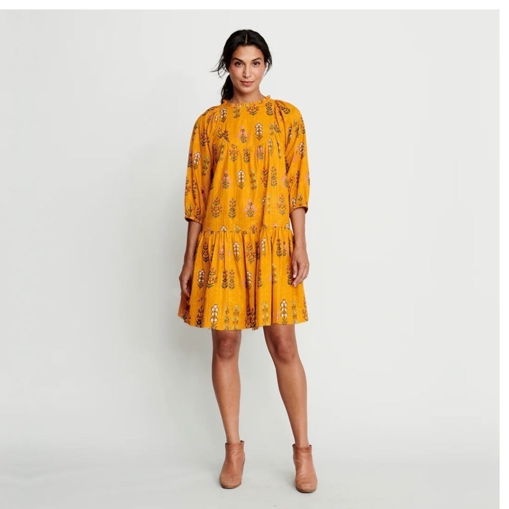 Pink Chicken Women’s Brayden Dress - Gold Field Floral Size Small Yellow
